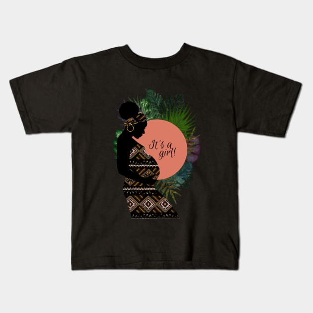 African Woman Baby Girl Announcement | Cherie's Art(c)2021 Kids T-Shirt by CheriesArt